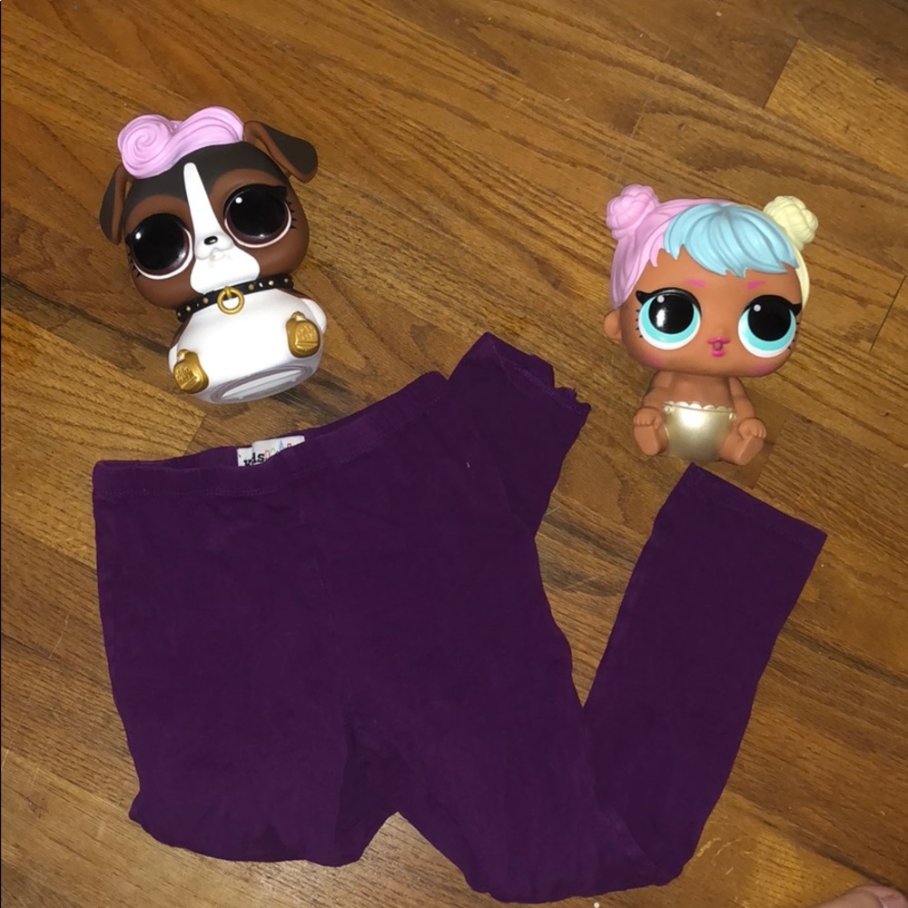 Purple long stretchy legging pants size 6X